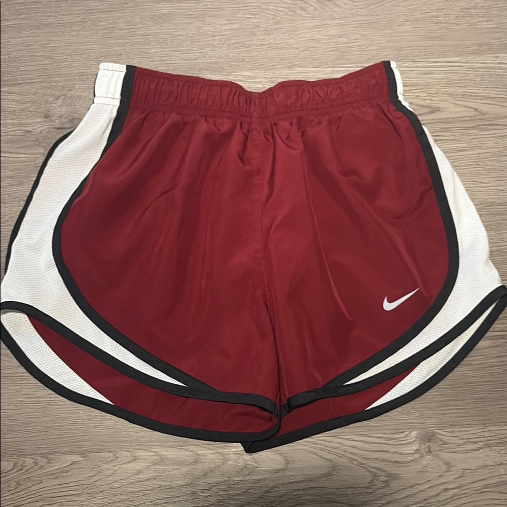 Nike Women's Red and White Athletic Shorts